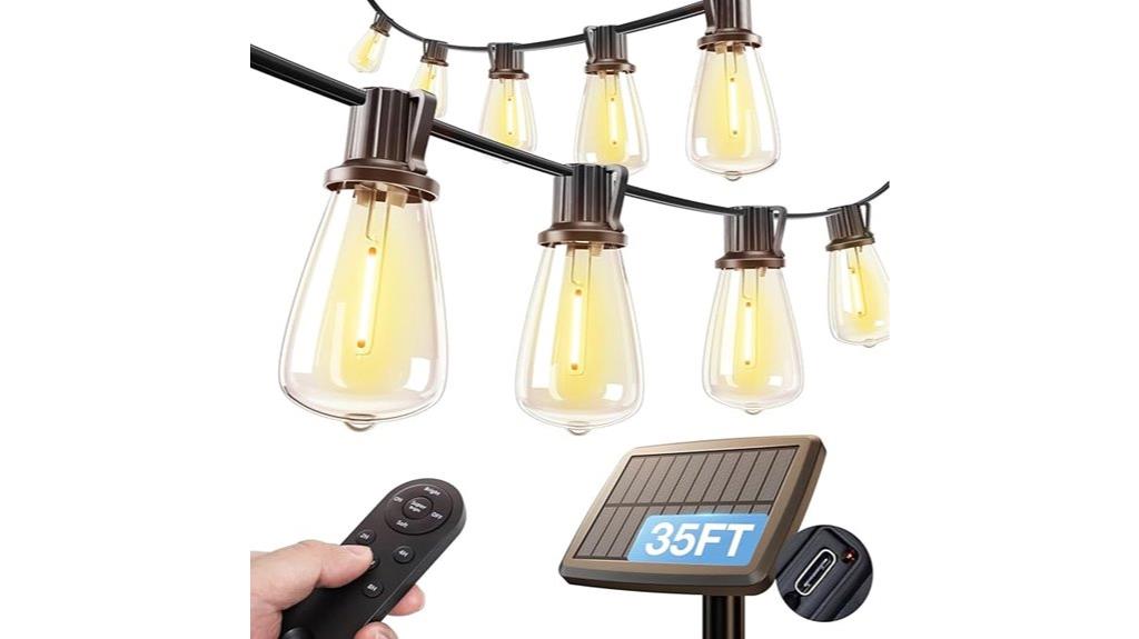 35 foot solar string lights
