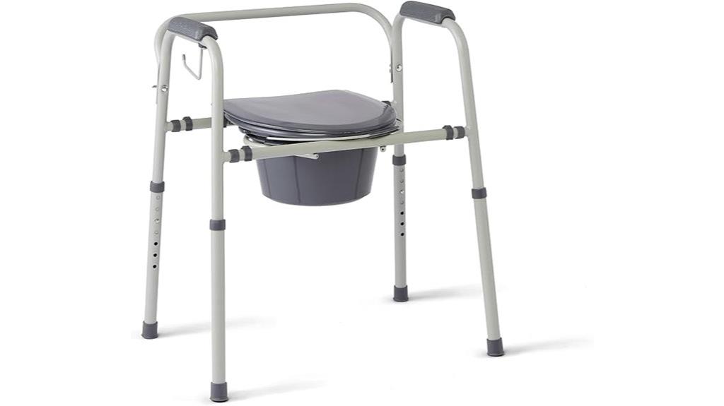 adjustable steel bedside commode