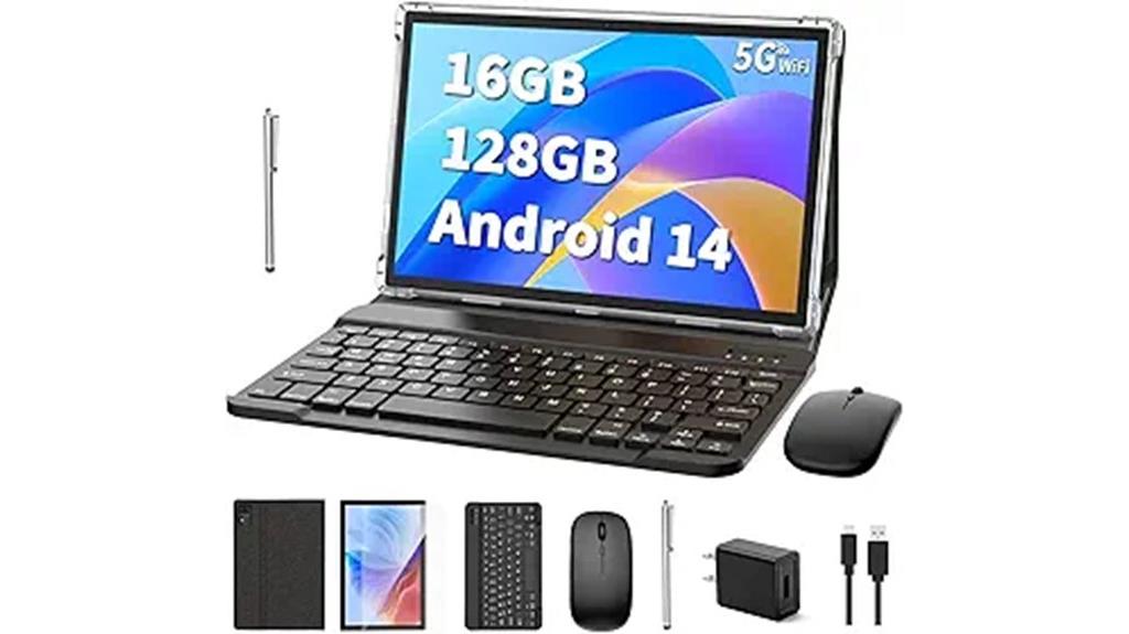 android 14 tablet with accessories