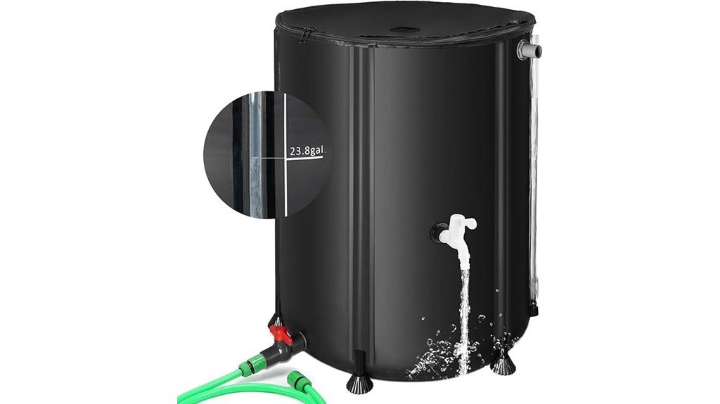black 66 gallon rain barrel
