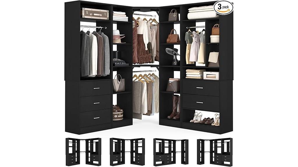 black freestanding closet system