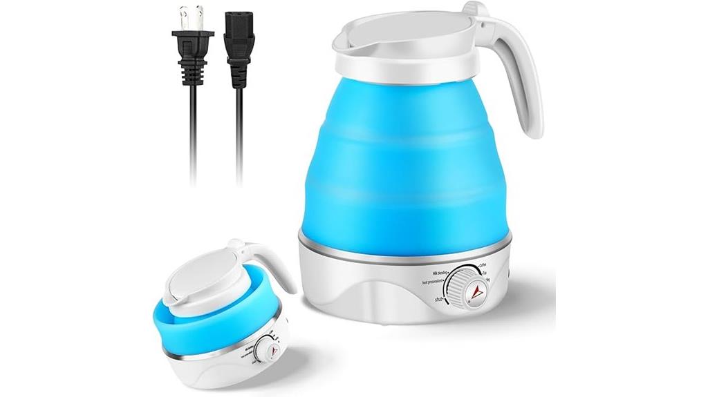 blue collapsible travel kettle