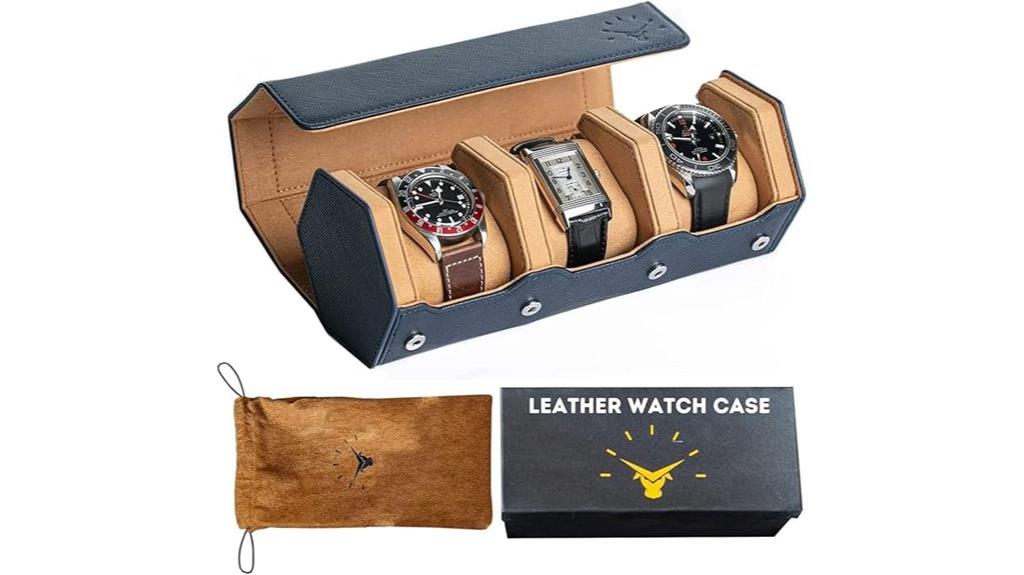 blue leather watch organizer