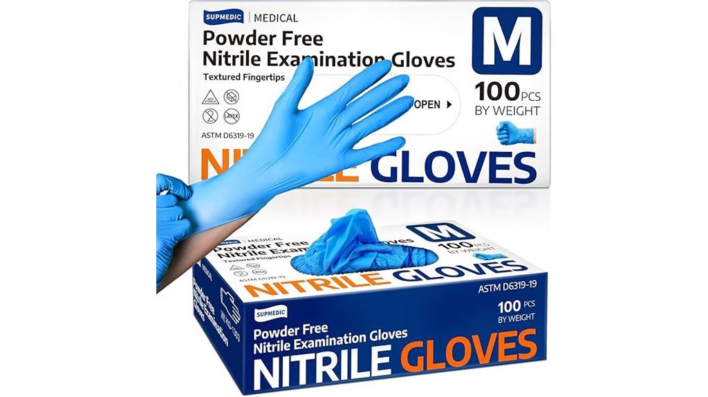 blue powder free exam gloves
