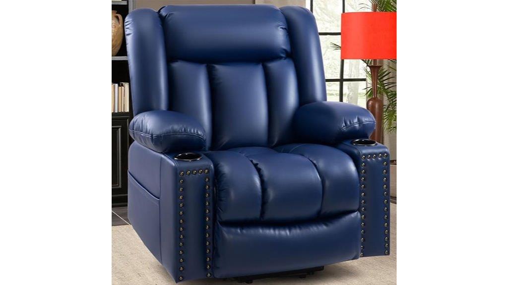 blue power recliner with massage