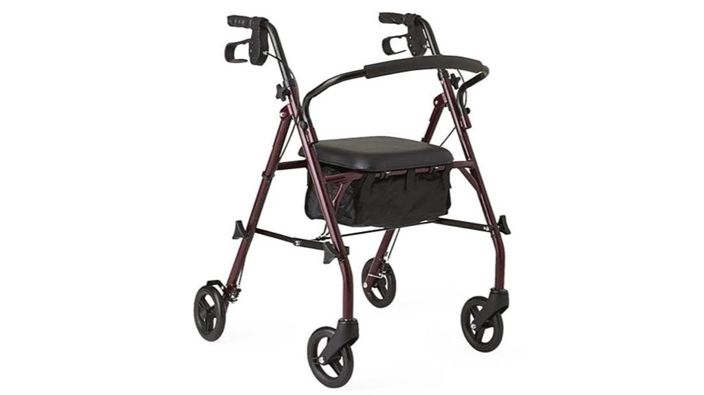 burgundy steel rollator walker