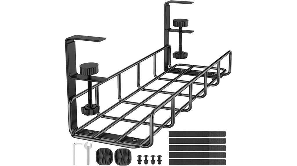 clamped under desk tray