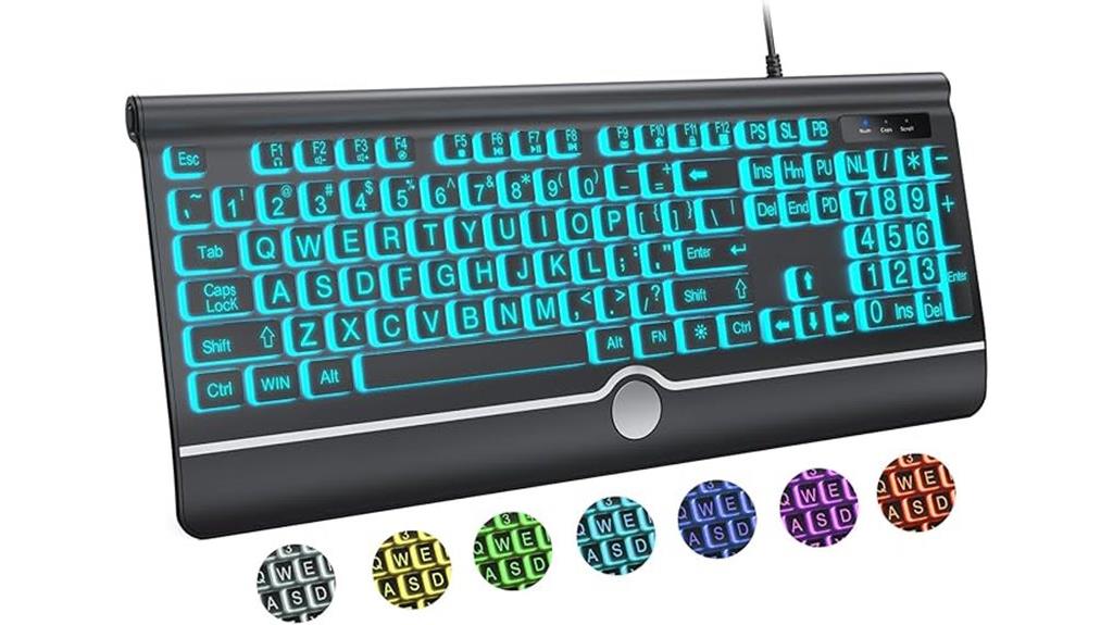colorful backlit wired keyboard