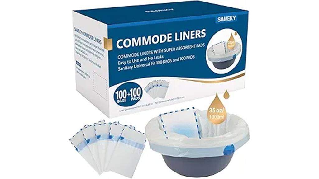 commode liners with absorbent pads
