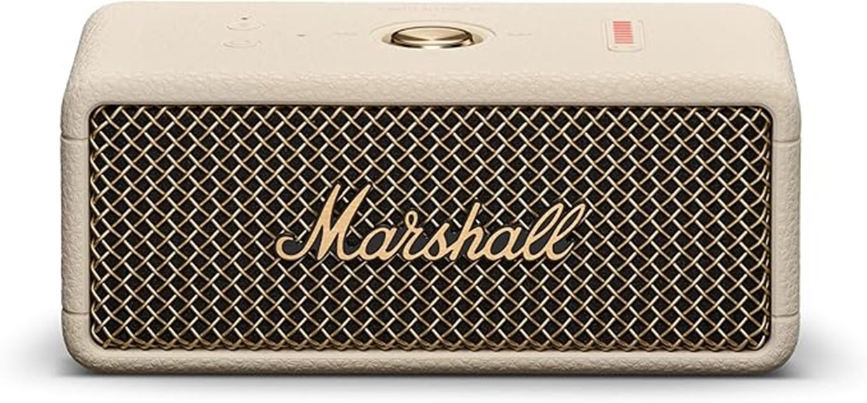 cream colored portable speaker