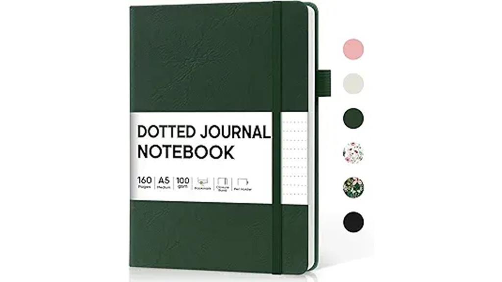 dotted hardcover leather journal