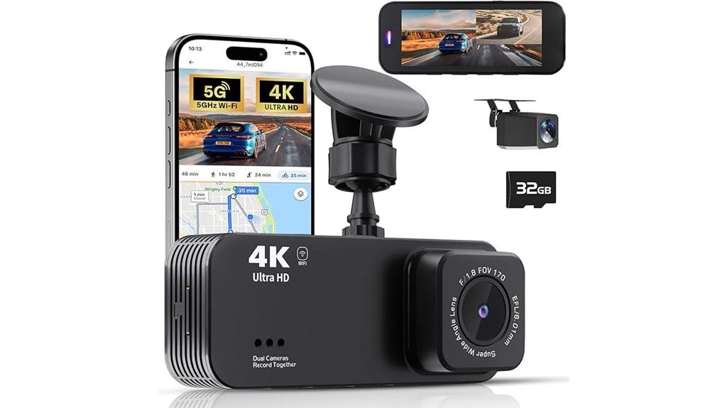 dual 4k and 1080p dash cameras
