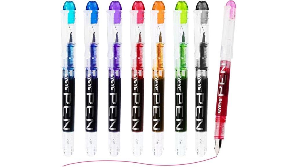 eight disposable fountain pens