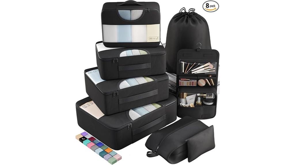 eight piece travel organizing set