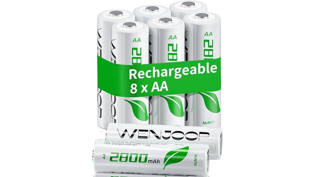 eight rechargeable nimh batteries