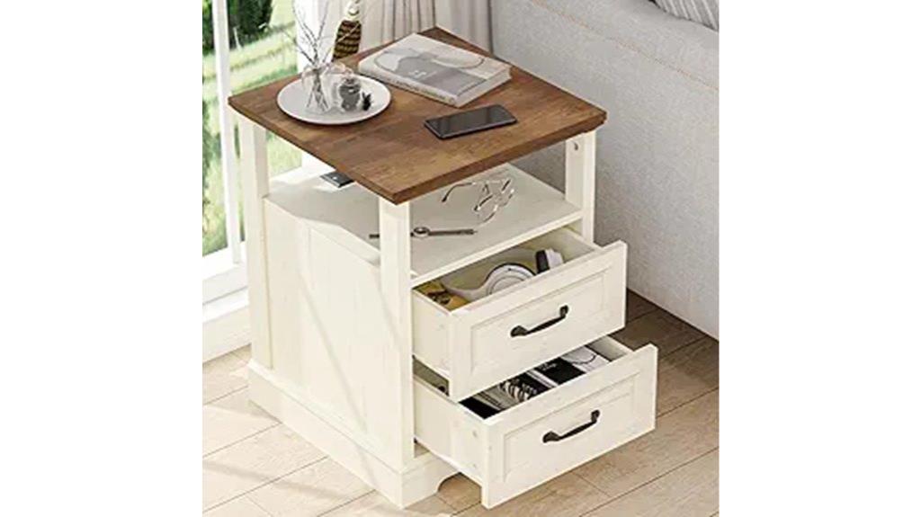 farmhouse nightstand with charging