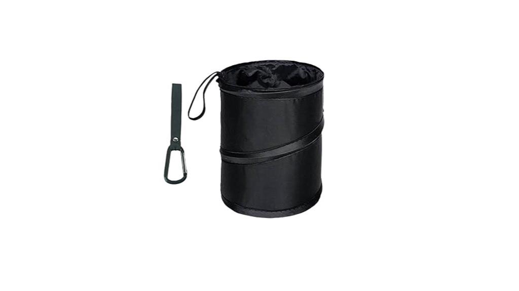foldable trash can with hook