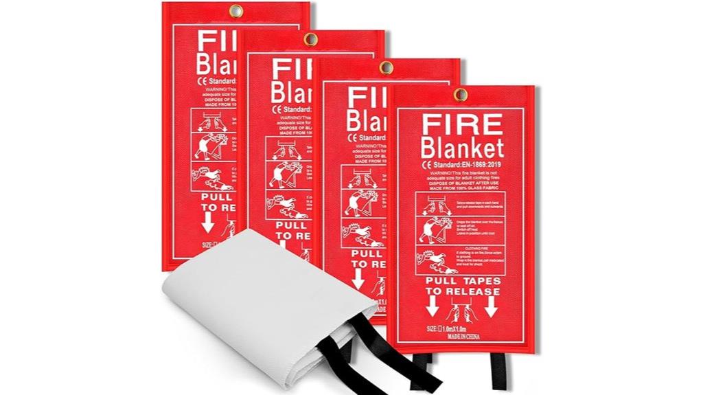 four pack fire safety blankets
