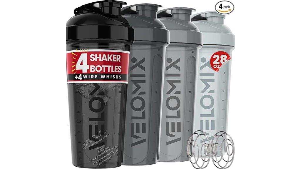 four pack protein shaker bottles