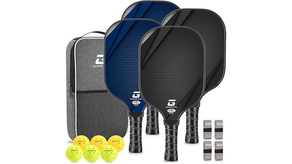 four paddles pickleball set
