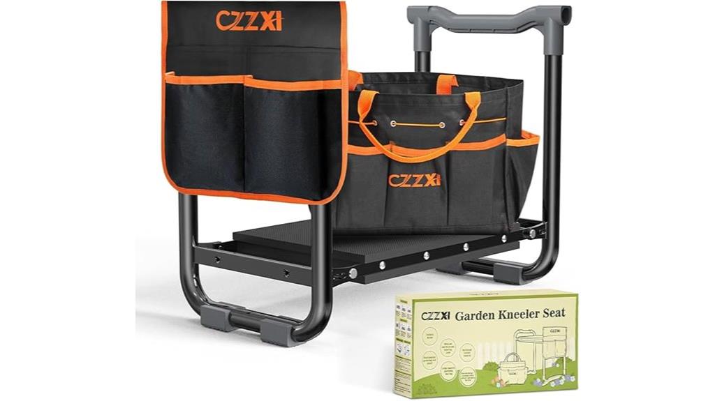 garden kneeler with tools