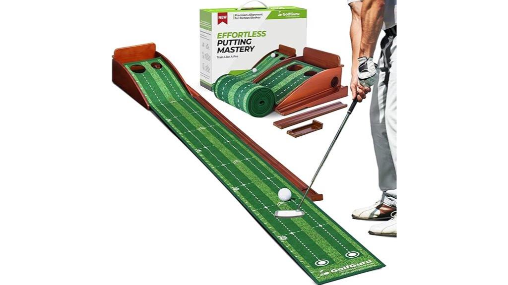 golf putting mat with ball return
