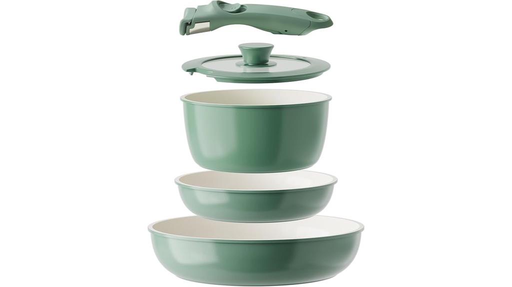green ceramic cookware set