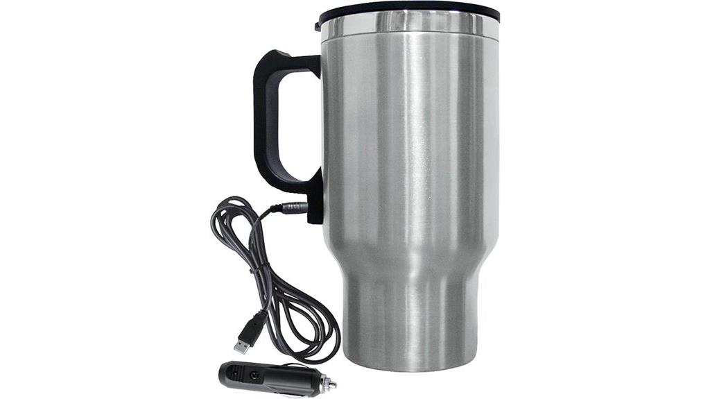 heated stainless steel mug