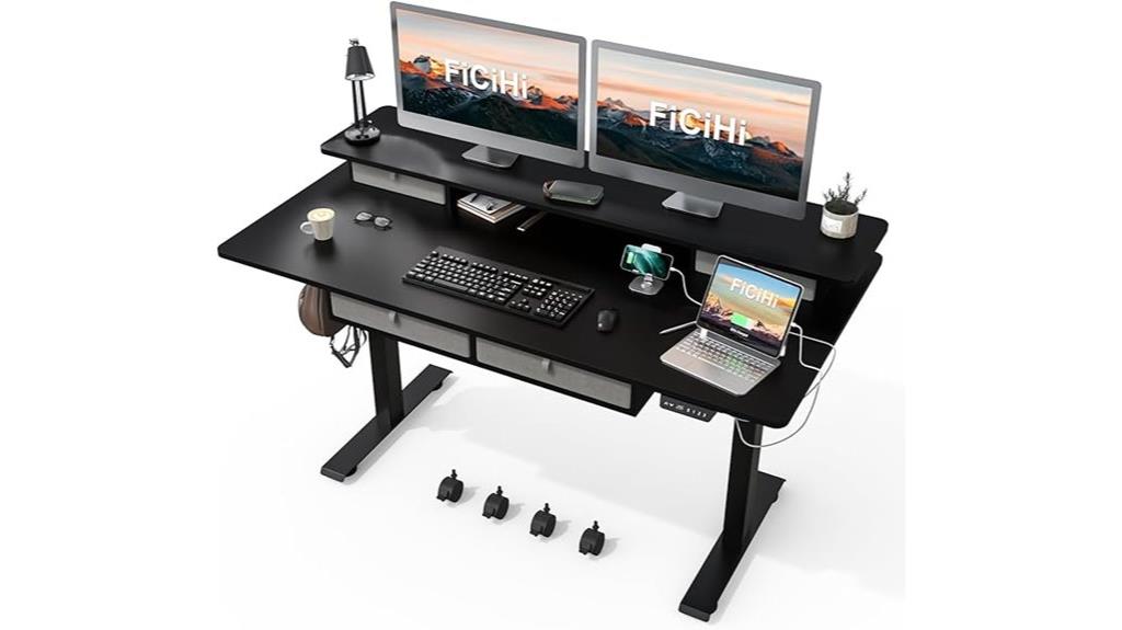 height adjustable desk with storage