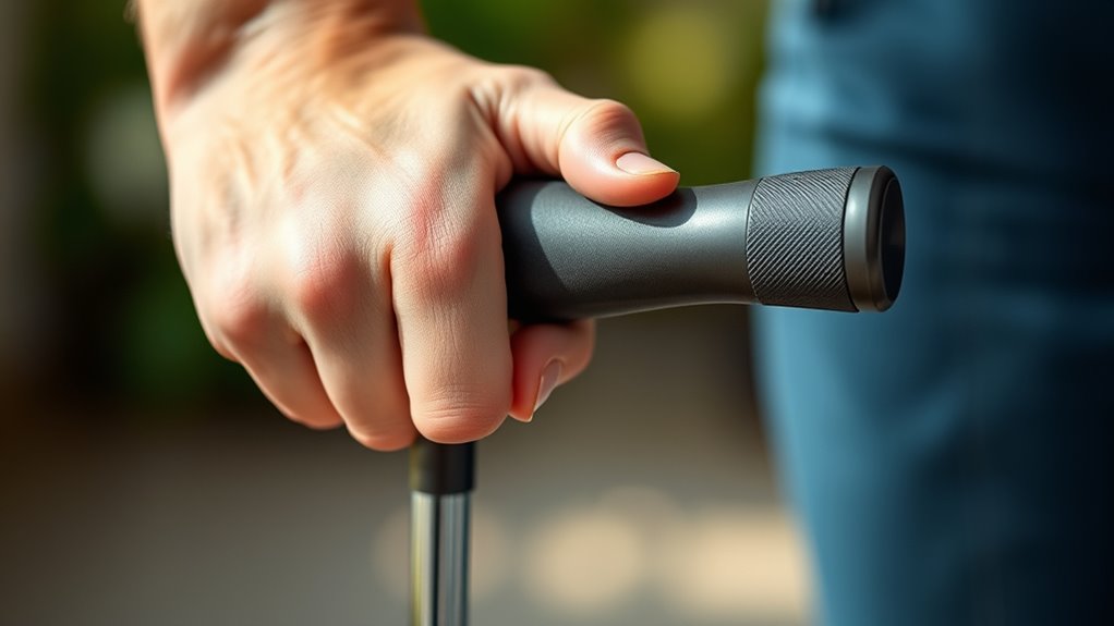 hold cane firmly securely