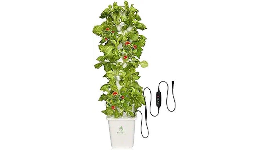 hydroponic tower with 45 pods