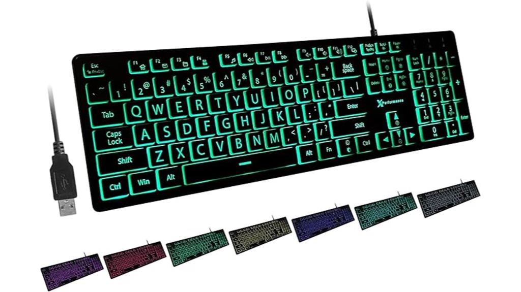 large backlit color keyboard