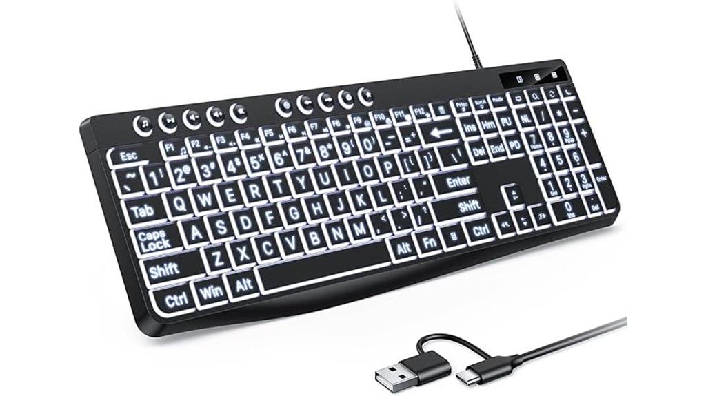 large backlit wired keyboard