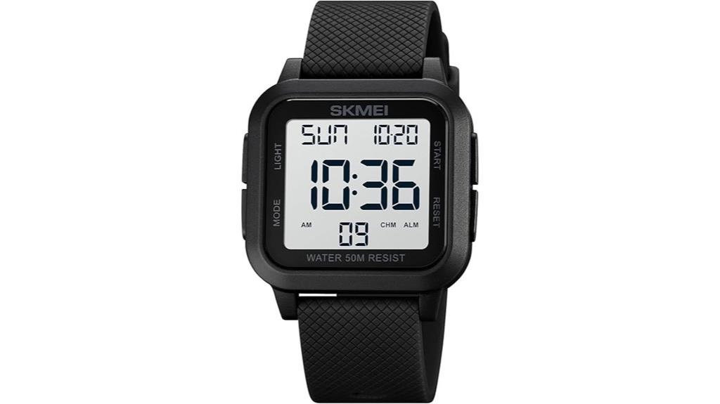 large waterproof digital watch