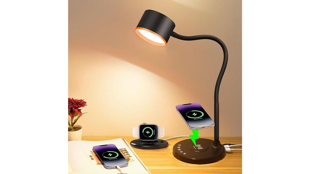 led desk lamp with wireless charging