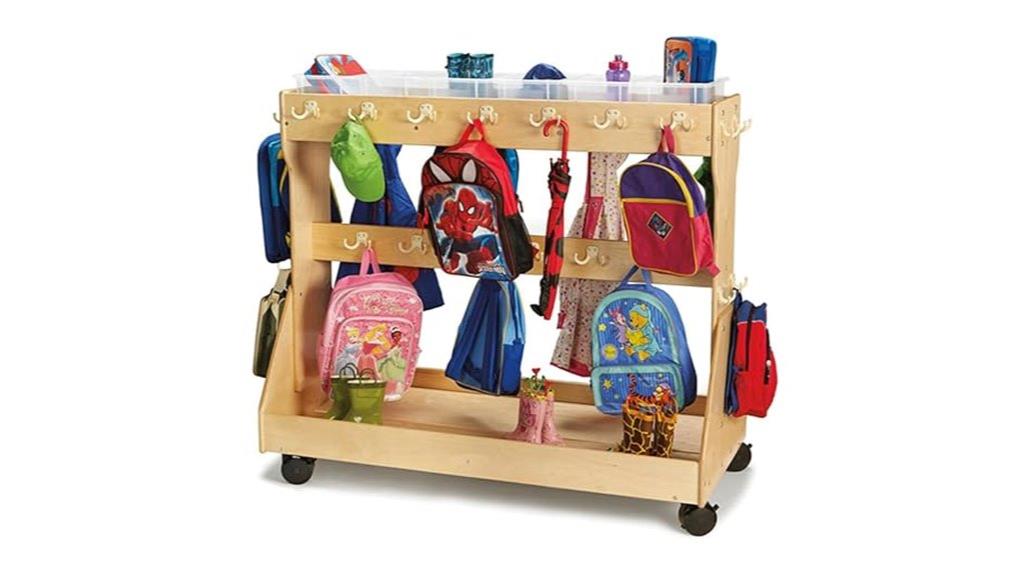 mobile backpack cart with bins