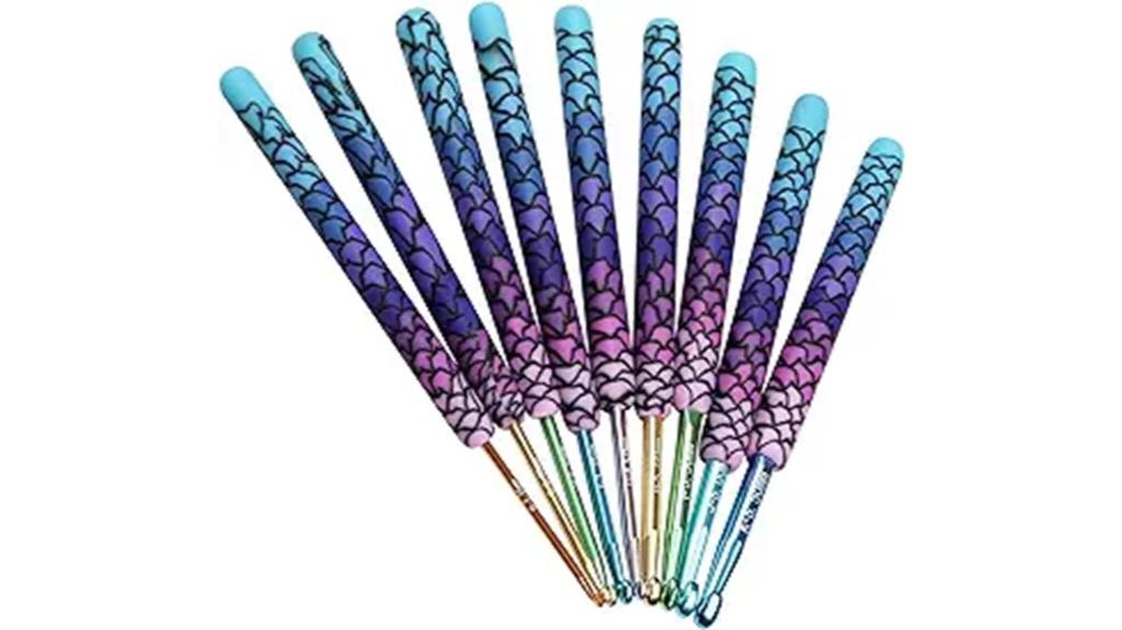 nine size ergonomic crochet hooks