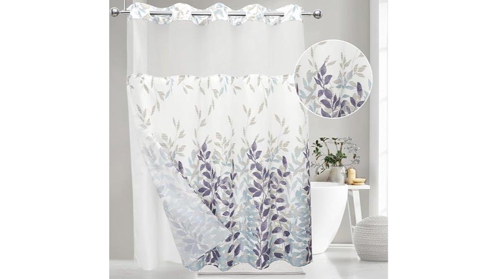 no hook fabric shower curtain