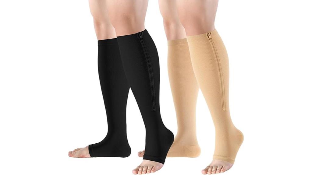 open toe compression socks