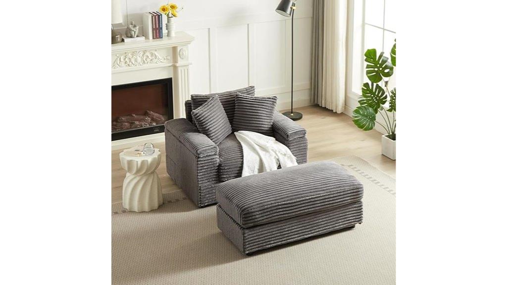 oversized plush corduroy sofa