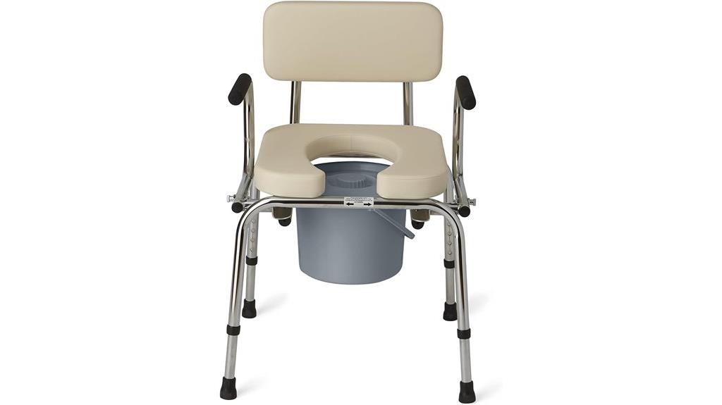 padded drop arm commode