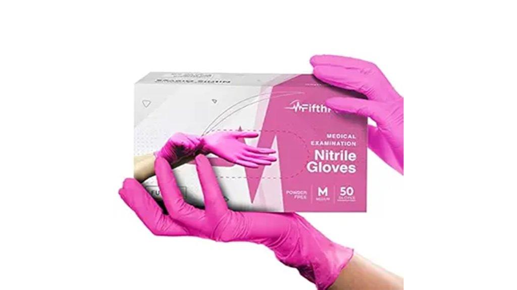 pink nitrile disposable gloves