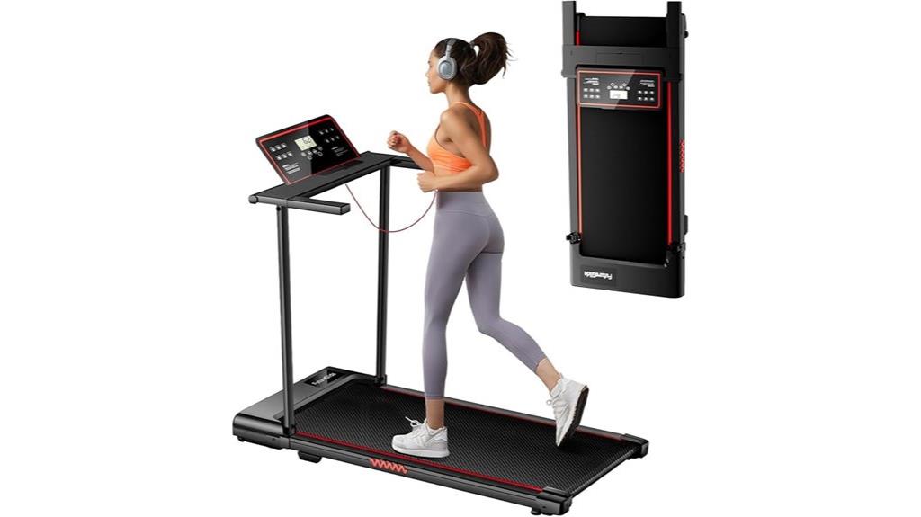 portable folding treadmill with handles