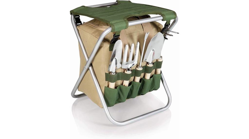 portable garden chair with tools
