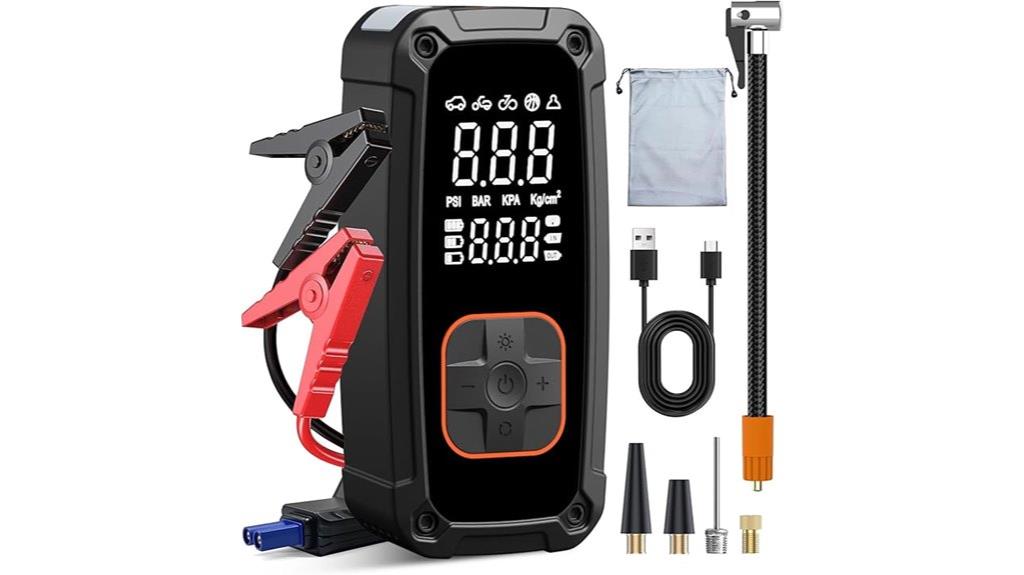 portable tire inflator and jump starter