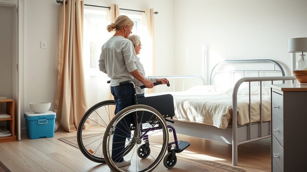 prepare bed and wheelchair