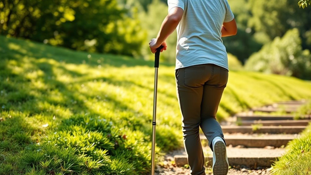 proper cane technique on slopes