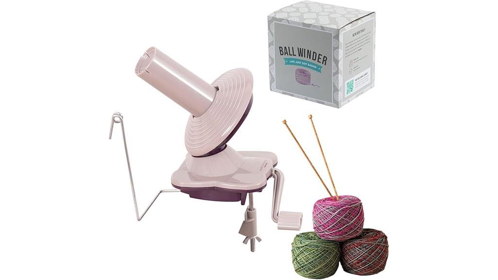 purple hand yarn winder