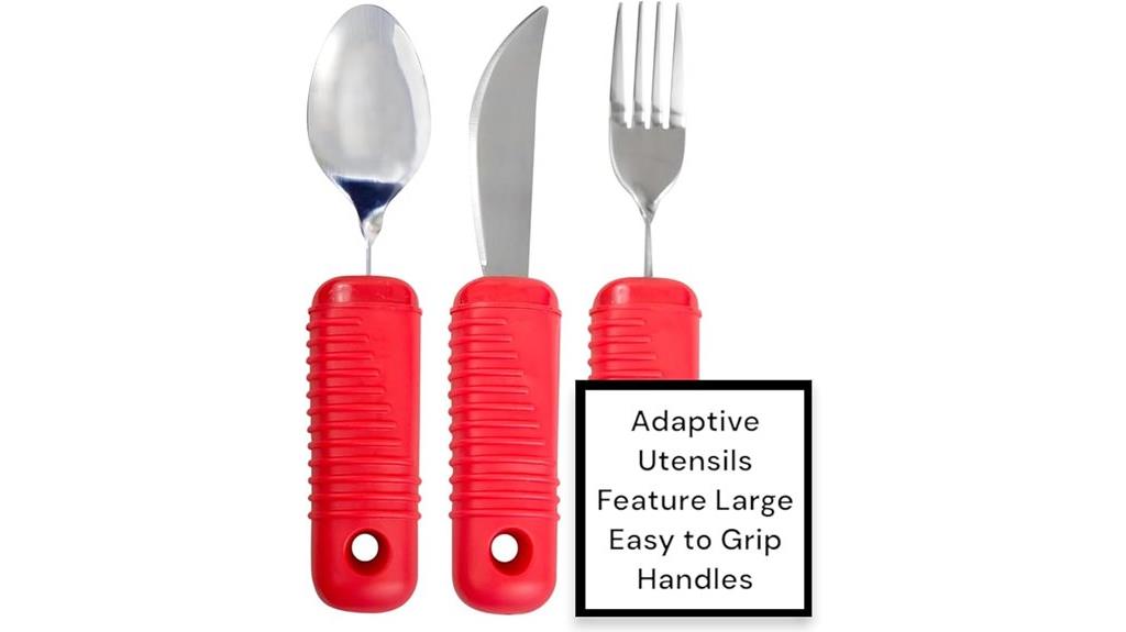 red adaptive utensil set
