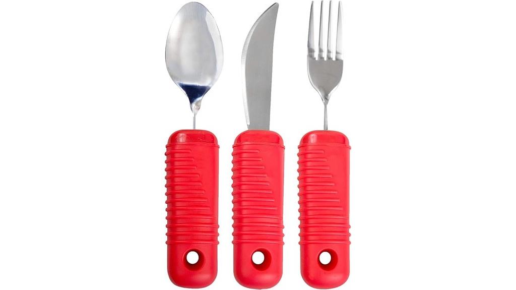 red flatware set